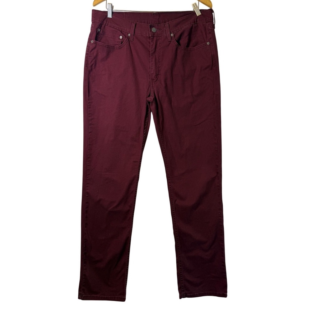 Levis 514 Straight Fit Mens Pants Burgundy Wine 35x34 Cotton Stretch